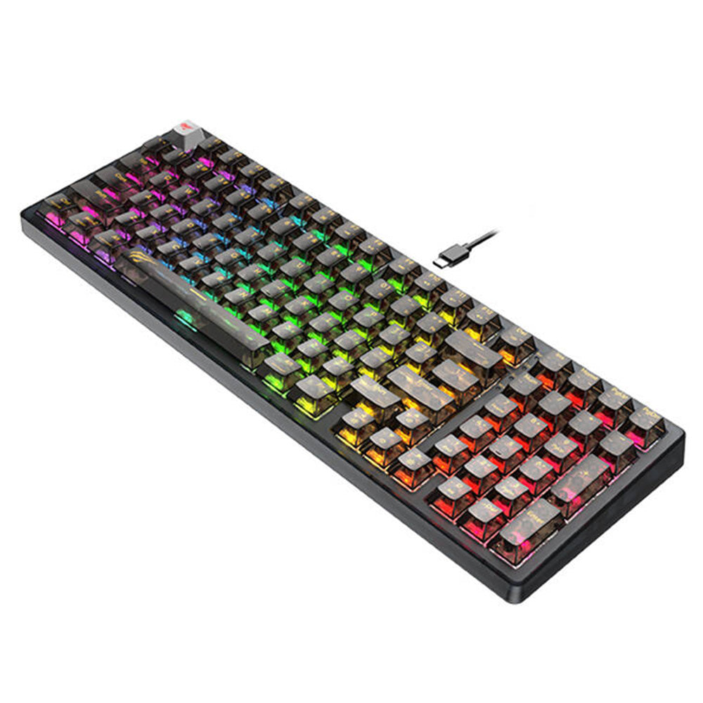 HAVIT KB875L pelinäppäimistö, langallinen USB, RGB, 1,8 m, musta läpinäkyvä
