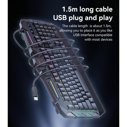 Langaton näppäimistö Yesido KB21, RGB, 1.5m, Musta