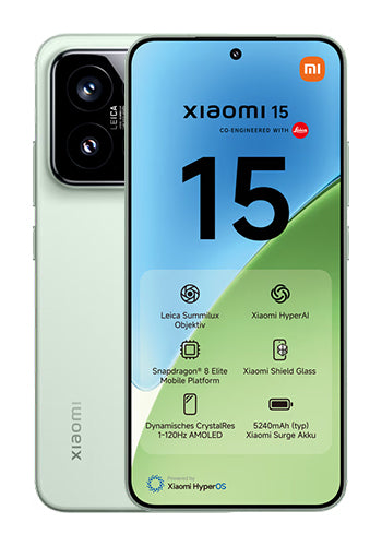Xiaomi 15 5G Dual SIM -mobiilipuhelin, 512GB, 12GB, vihreä MZB0ITWEU