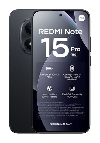 Xiaomi Redmi Note 15 Pro 5G -mobiilipuhelin, 512GB, 8GB, musta