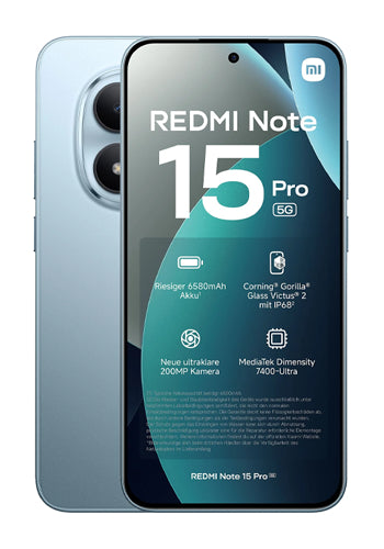 Xiaomi Redmi Note 15 Pro 5G -mobiilipuhelin, 512GB, 8GB, Glacier Blue