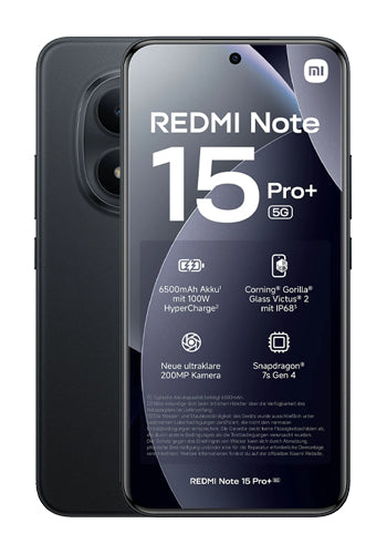 Xiaomi Redmi Note 15 Pro+ 5G -mobiilipuhelin, 512GB, 12GB, musta MZB0LW2EU