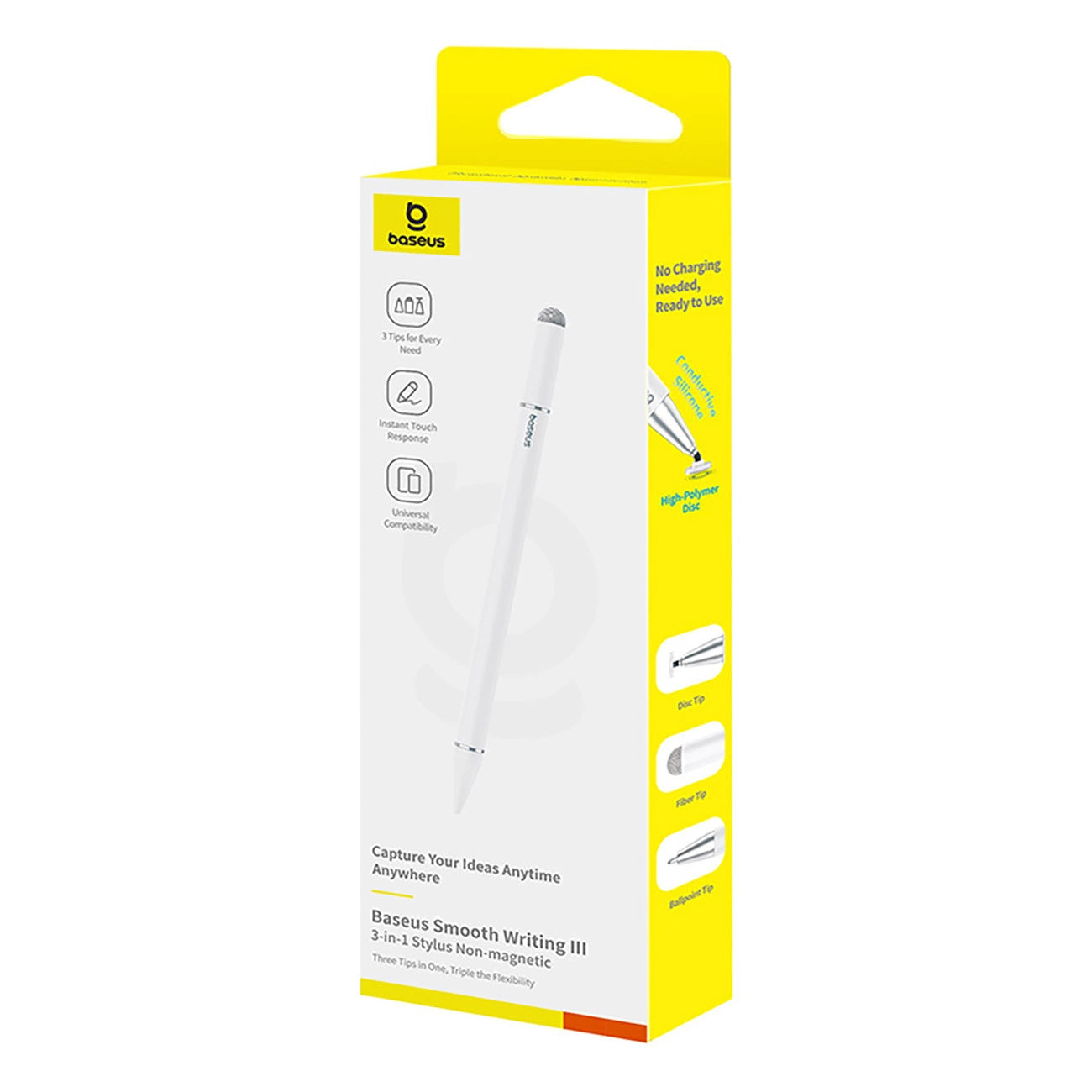 Touch Pen Baseus Smooth Writing 3 Magnetic 3in1 Series, Passiivinen versio, Valkoinen P80080804213-00