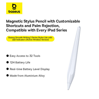 Touch Pen Baseus Smooth Writing 2 Series Apple iPadille, Aktiivinen Langaton Versio, Valkoinen P80015802213-03
