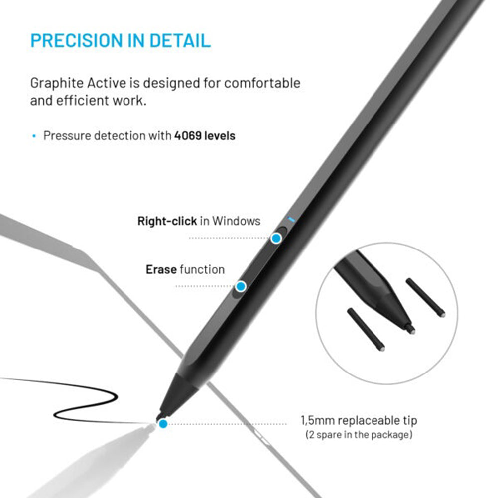Touch Pen Fixed Graphite Active MPP-tuella varustetuille laitteille, Musta