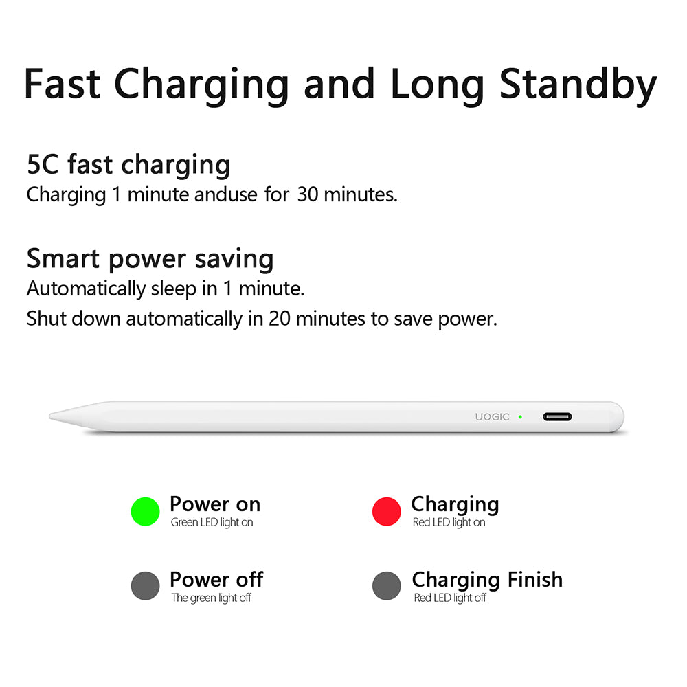 Touch Pen Techsuit AC10-CP Apple iPadille, Aktiivinen Versio, Valkoinen