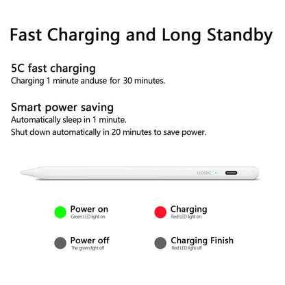 Touch Pen Techsuit AC10-CP Apple iPadille, Aktiivinen Versio, Valkoinen