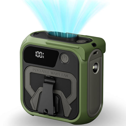 Kannettava tuuletin Techsuit Z13 ulkoisella 10000mAh akulla, Vihreä