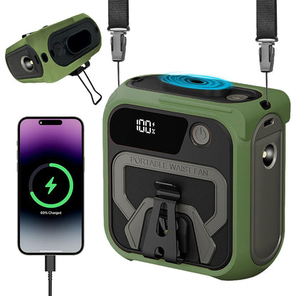 Kannettava tuuletin Techsuit Z13 ulkoisella 10000mAh akulla, Vihreä