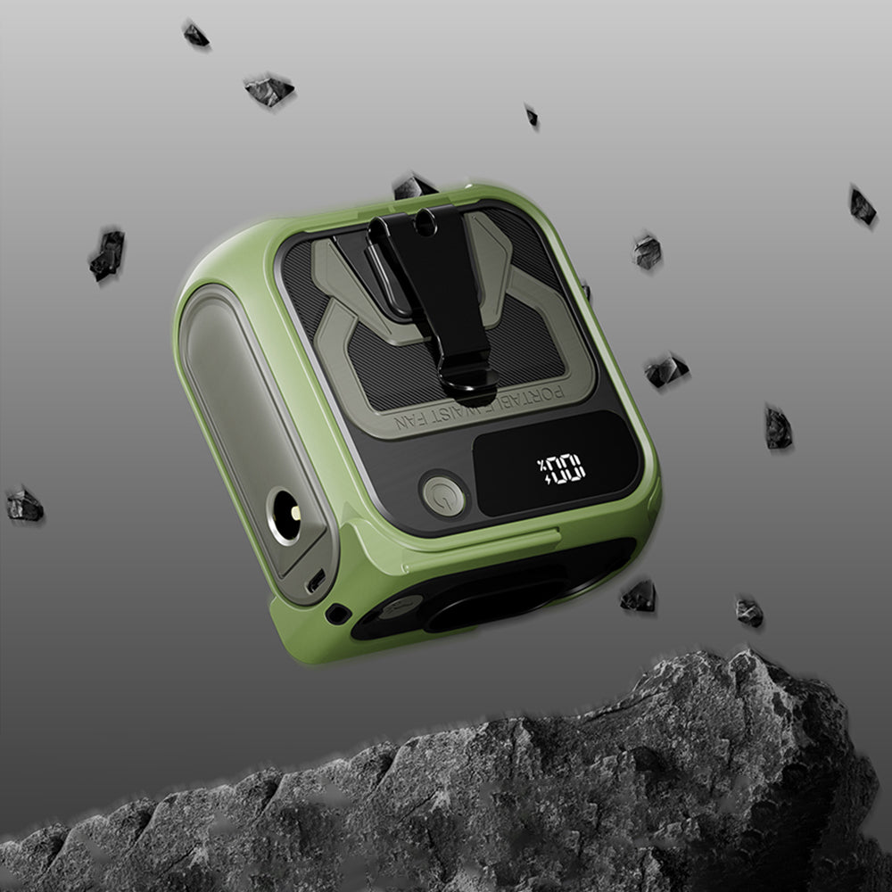 Kannettava tuuletin Techsuit Z13 ulkoisella 10000mAh akulla, Vihreä