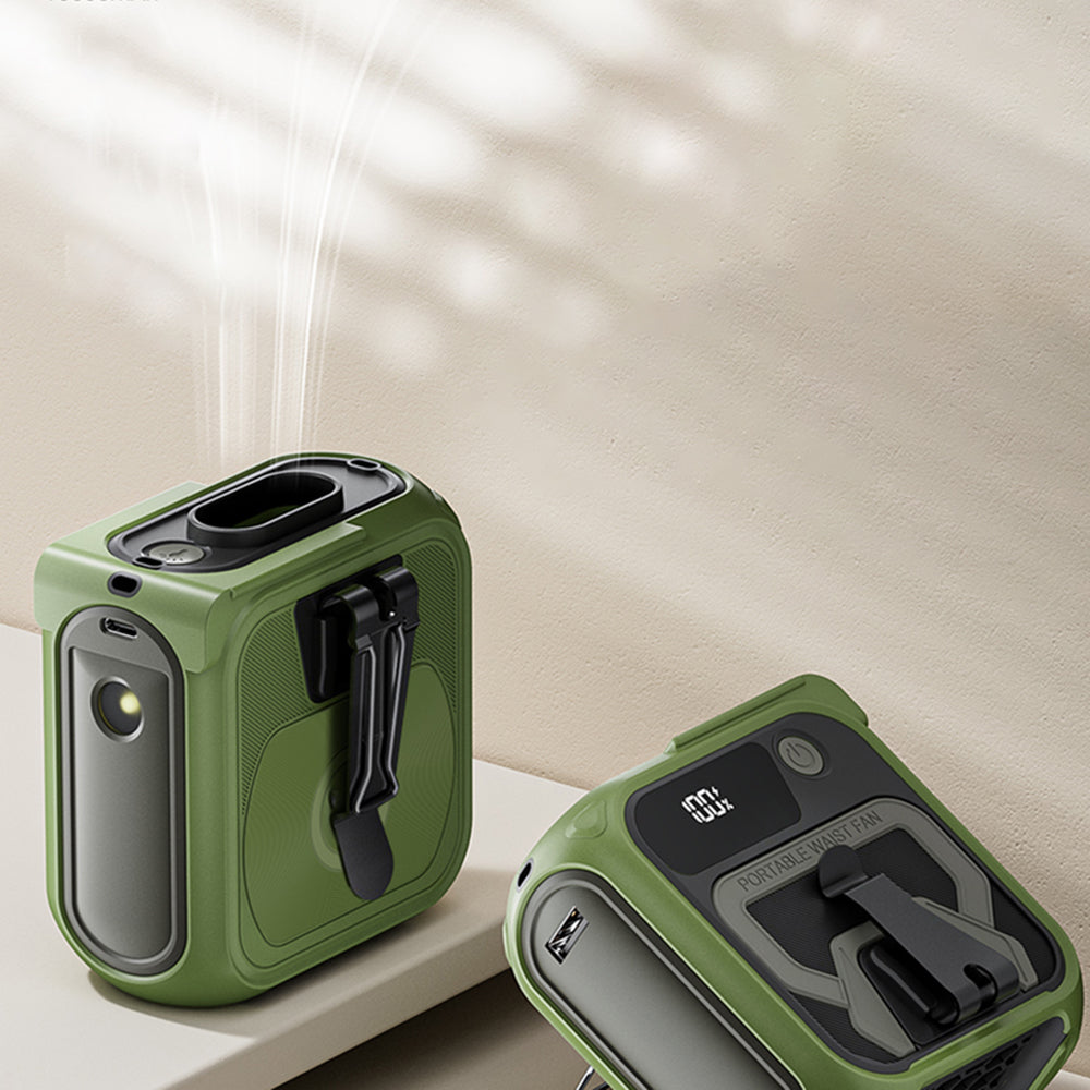 Kannettava tuuletin Techsuit Z13 ulkoisella 10000mAh akulla, Vihreä